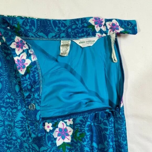 Vintage Alex Colman Maxi Skirt Tropical Boho Floral Side Slit Size S - Picture 6 of 13